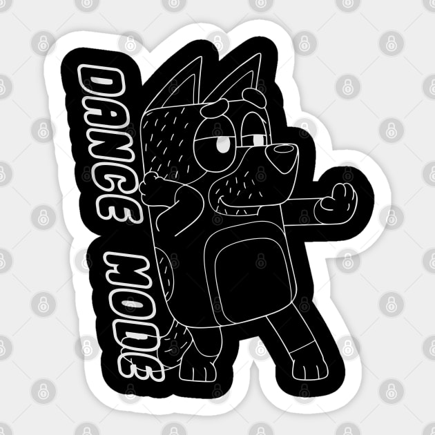 Bluey Dance Mode White Line Sticker by balibeachart